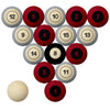 ALABAMA SCHOOL COLOR NUMBERED BILLIARD BALL SET CRIMSON SOLID/GRAY STRIPE - ALABBS100N