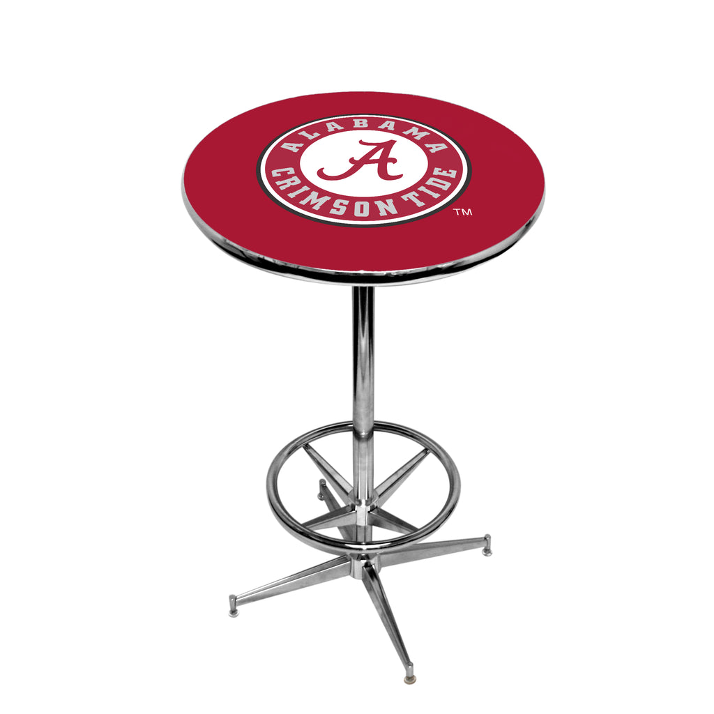 ALABAMA CHROME FOOT RING PUB TABLE CRIMSON - ALAPTR401
