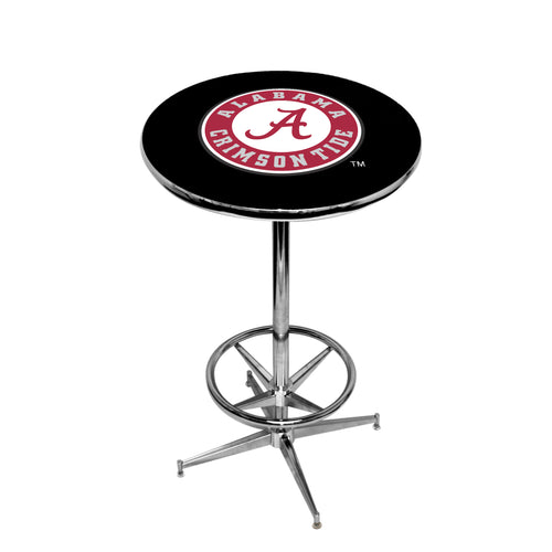 ALABAMA CHROME FOOT RING PUB TABLE BLACK - ALAPTR404