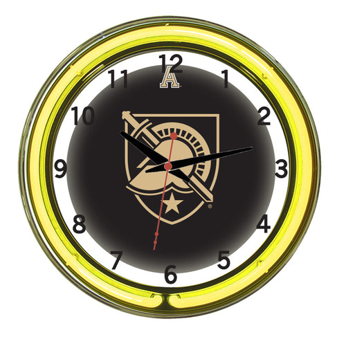 ARMY NEON WALL CLOCK - 18'' BLACK FACE/YELLOW NEON - ARMNWC200-18