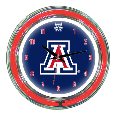 ARIZONA NEON WALL CLOCK - 14'' BLUE FACE / RED NEON - ARZNWC100-14