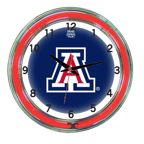ARIZONA NEON WALL CLOCK - 18'' BLUE FACE / RED NEON - ARZNWC100-18