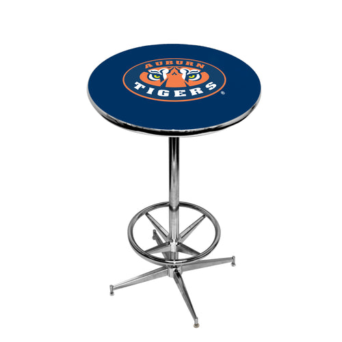 AUBURN CHROME FOOT RING PUB TABLE BLUE - AUBPTR201
