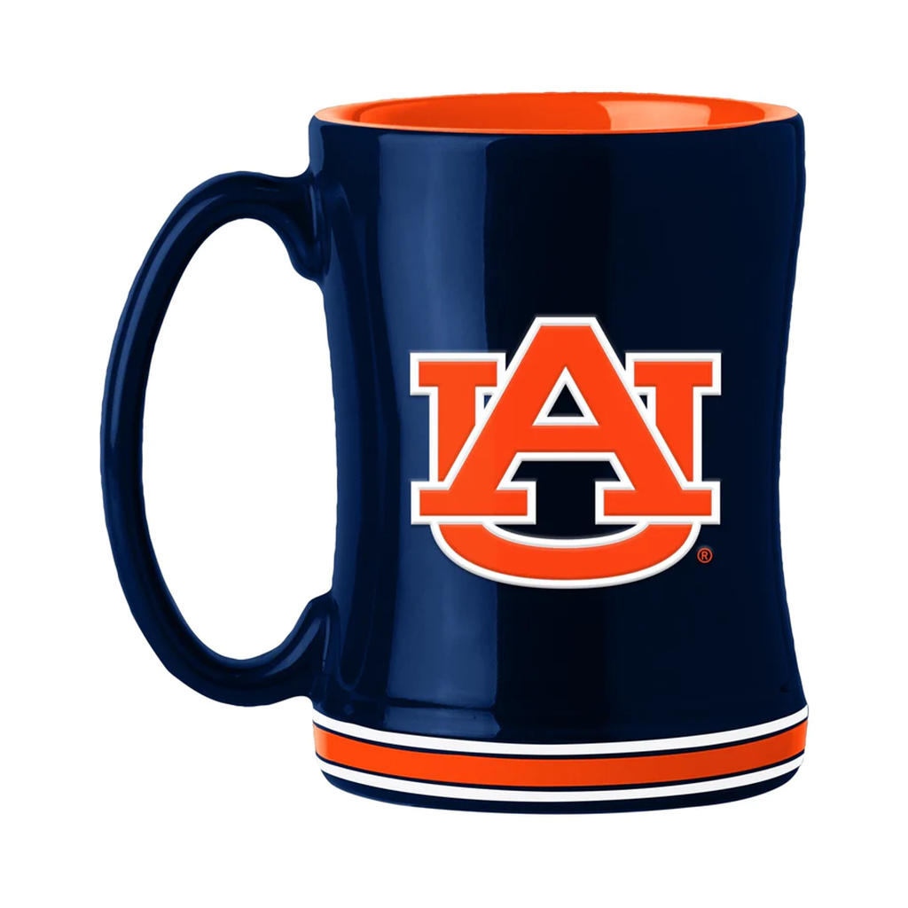 Auburn Tigers Coffee Mug 14oz Sculpted Relief Team Color - Logo Brands