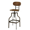 Industrial Style Wooden Swivel Bar Stool With Metal Base Gray and Brown BM119851 - Benzara