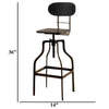 Industrial Style Wooden Swivel Bar Stool With Curved Metal Base Gray BM119852 - Benzara
