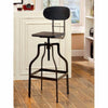 Industrial Style Wooden Swivel Bar Stool With Curved Metal Base Gray BM119852 - Benzara