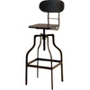 Industrial Style Wooden Swivel Bar Stool With Curved Metal Base Gray BM119852 - Benzara