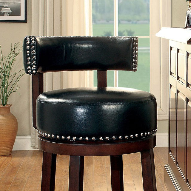 Shirley Contemporary 24 in. Barstool With pu Cushion Set of 2 Black BM131351 - Benzara