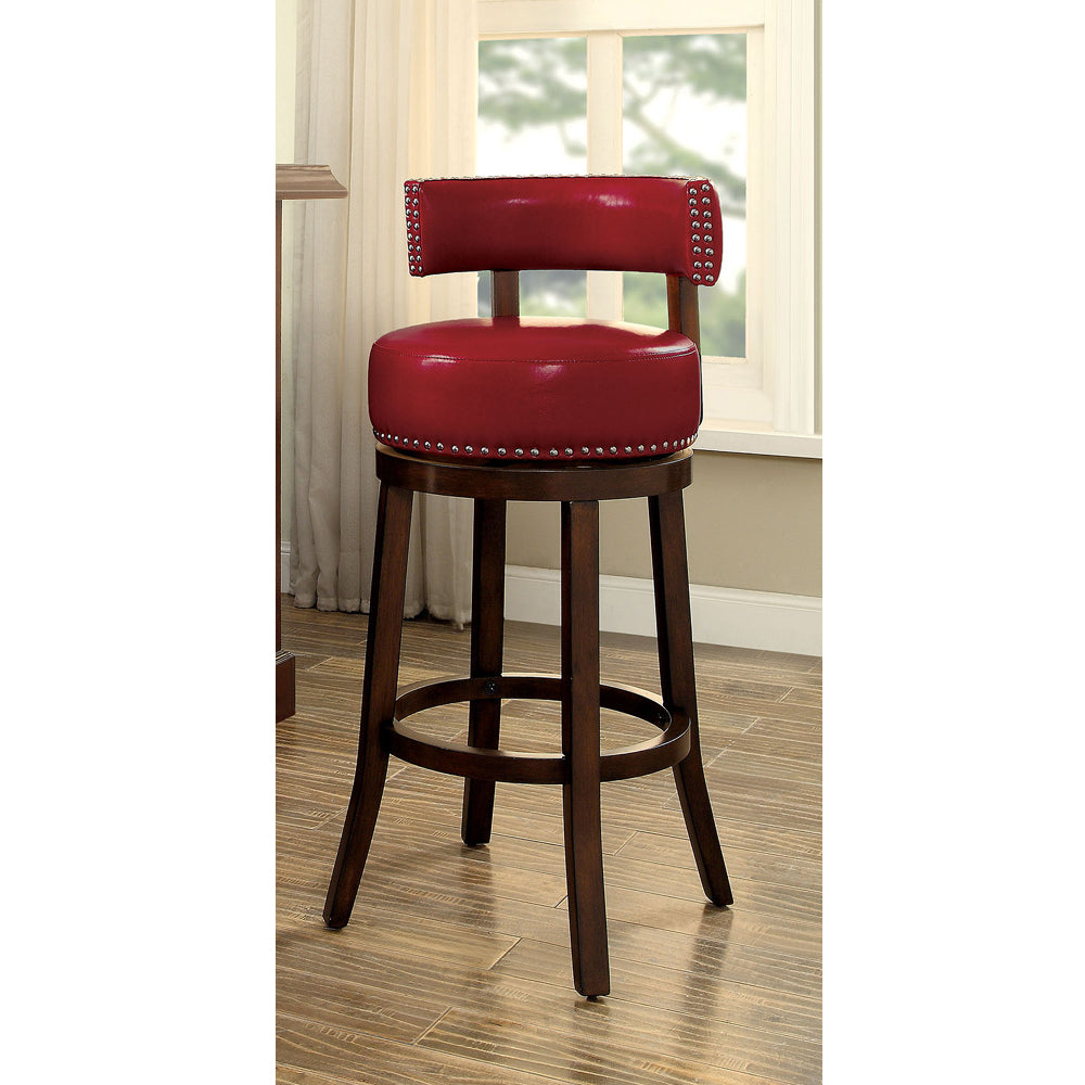 Shirley Contemporary 24 in. Barstool With pu Cushion Red Finish Set of 2 BM131353 - Benzara