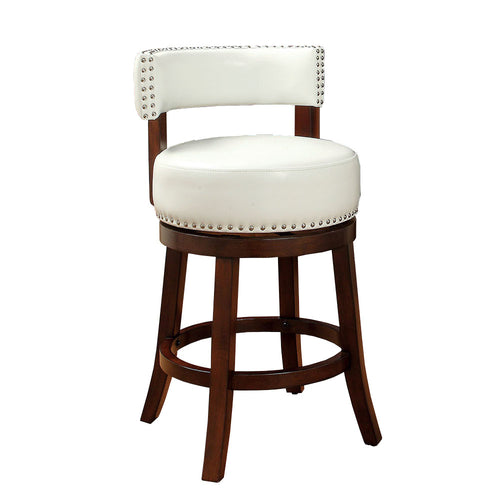 Shirley Contemporary 24 in. Barstool With pu Cushion White Finish Set of 2 BM131354 - Benzara