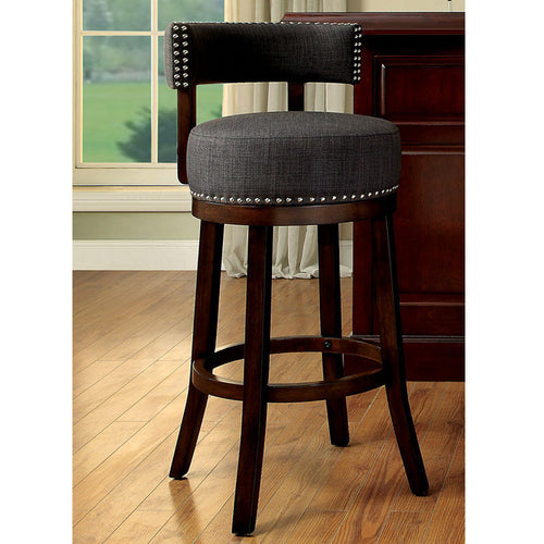 Lynsey Contemporary 24 in.Barstool With linen Cushion Gray Finish Set of 2 BM131356 - Benzara