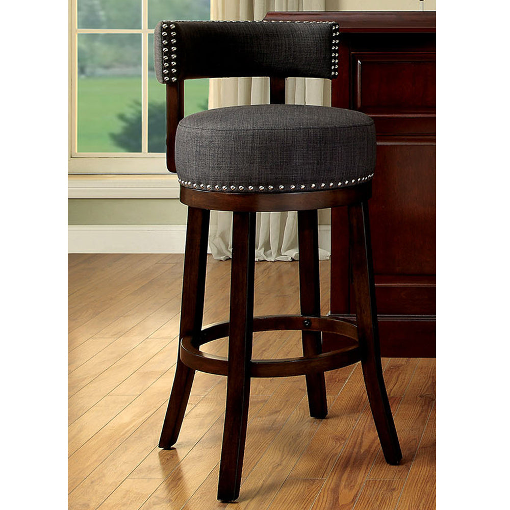 Lynsey Contemporary 24 in.Barstool With linen Cushion Gray Finish Set of 2 BM131356 - Benzara