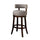 Swivel Barstool with Curved Open Low Back Set of 2 Gray and Brown BM131357 - Benzara