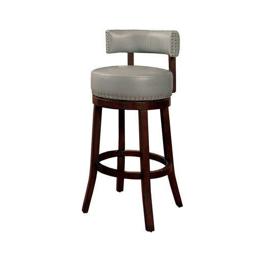 Shirley Contemporary 29 in. Barstool With pu Cushion Gray Finish Set of 2 BM131359 - Benzara
