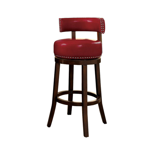 Shirley Contemporary 29 in. Barstool With pu Cushion Red Finish Set of 2 BM131360 - Benzara