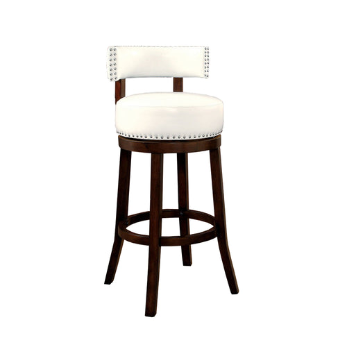 Shirley Contemporary 29 in. Barstool With pu Cushion White Finish Set of 2 BM131361 - Benzara