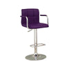 Leatherette Adjustable Bar Stool with Metal Tubular Support Purple BM131408 - Benzara