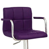 Leatherette Adjustable Bar Stool with Metal Tubular Support Purple BM131408 - Benzara