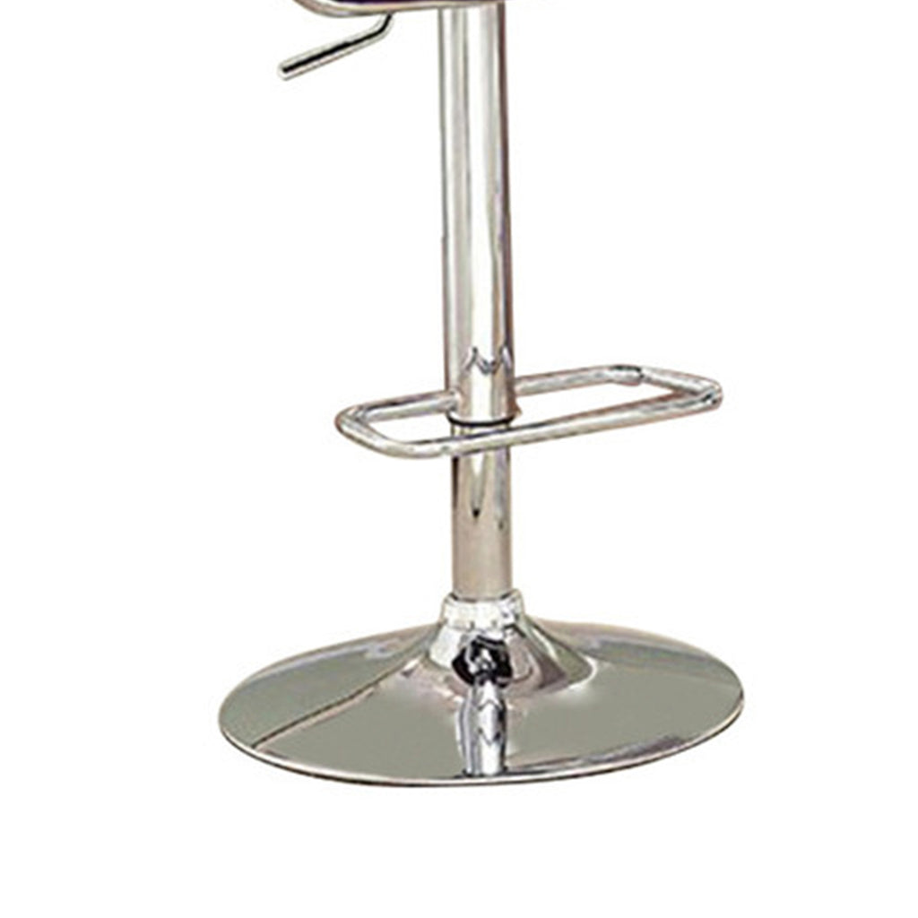 Leatherette Adjustable Bar Stool with Metal Tubular Support Purple BM131408 - Benzara