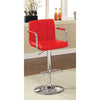 Leatherette Swivel Barstool with Square Stitched Details Red and Silver BM131409 - Benzara