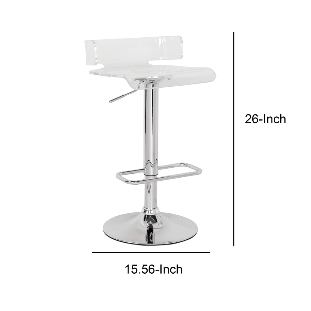 Smart Looking Adjustable Stool with Swivel Clear & Chrome BM157348 - Benzara