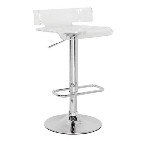 Smart Looking Adjustable Stool with Swivel Clear & Chrome BM157348 - Benzara