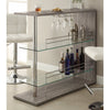 Radiant Rectangular Bar Table with 2 Shelves and Wine Holder Gray BM158033 - Benzara