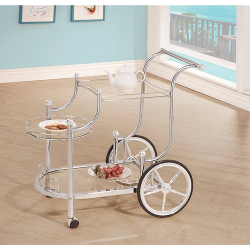 Elegant Metal Frame Serving Cart Silver BM160171 - Benzara