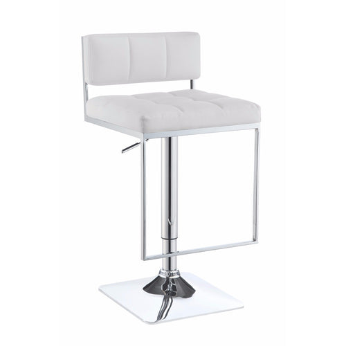 Adjustable Modern Metal Bar Stool White & Silver BM160762 - Benzara