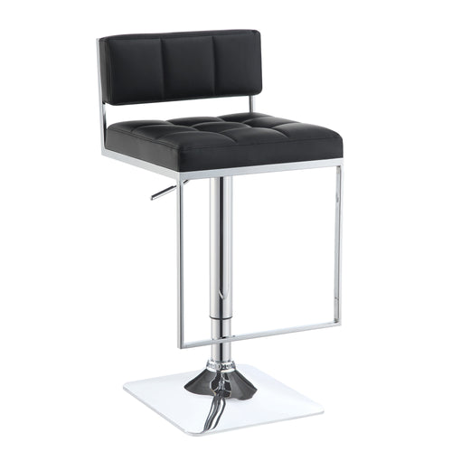 Adjustable Contemporary Metal Bar Stool Black & Silver BM160763 - Benzara