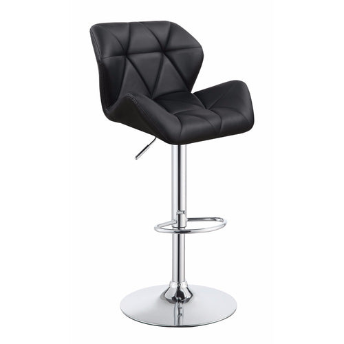 Adjustable Diamond Bar Stool with Chrome Base Black Set of 2 BM160772 - Benzara