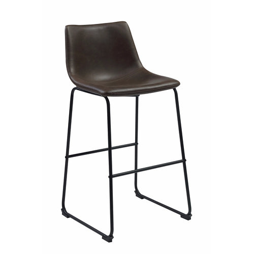 Casual Contoured Bar Height Stool Brown Set of 2 BM160829 - Benzara