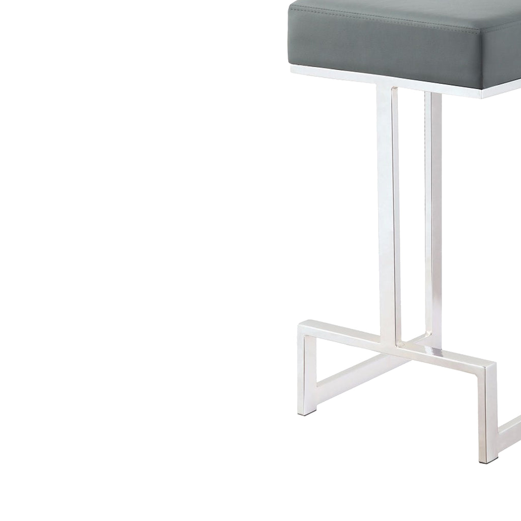 Metal Counter Height Stool Grey BM163691 - Benzara