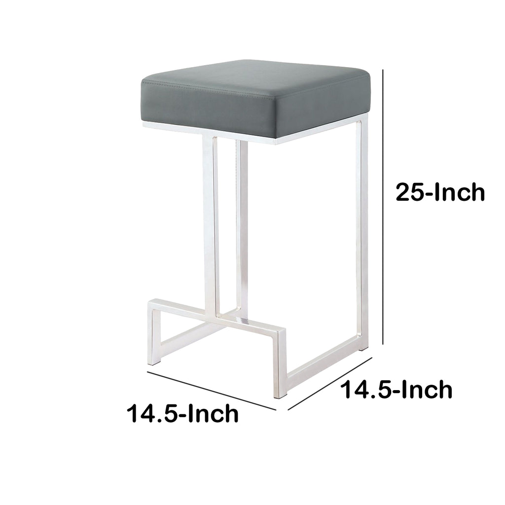 Metal Counter Height Stool Grey BM163691 - Benzara