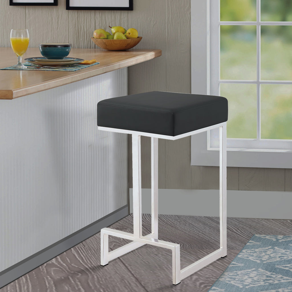 Metal Counter Height Stool Black BM163692 - Benzara