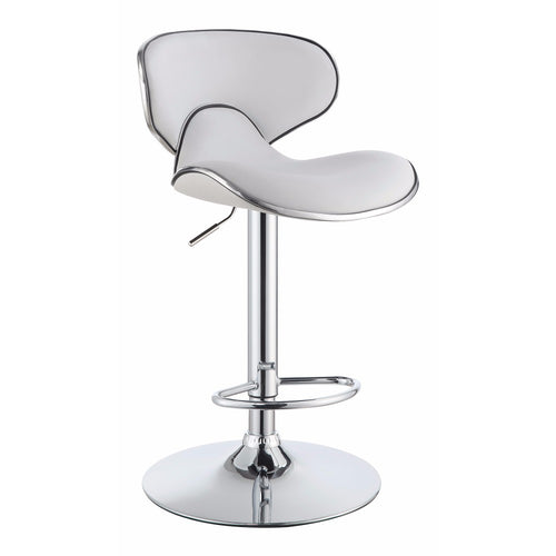 Modern Scooped Swivel Adjustable Bar Stool White Set of 2 BM163753 - Benzara