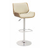 Contemporary Small Back Adjustable Bar Height Stool Cream & Walnut Brown BM163781 - Benzara