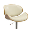 Mid Century Small Back Adjustable Bar Height Stool Cream & Walnut BM163783 - Benzara
