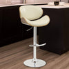 Mid Century Small Back Adjustable Bar Height Stool Cream & Walnut BM163783 - Benzara