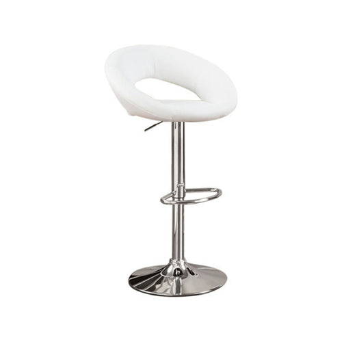 Metal Base Bar Stool With Faux Leather Seat White & Silver Set of 2 BM166614 - Benzara