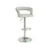Metal Base Bar Stool With Faux Leather Seat And Gas Lift Gray & Silver Set of 2 BM166616 - Benzara