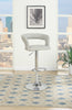 Metal Base Bar Stool With Faux Leather Seat And Gas Lift Gray & Silver Set of 2 BM166616 - Benzara