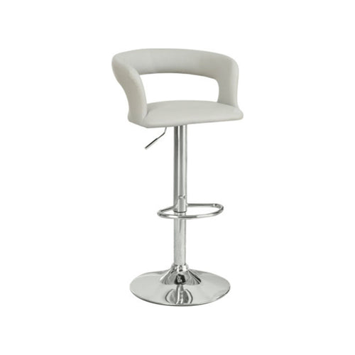 Metal Base Bar Stool With Faux Leather Seat And Gas Lift Gray & Silver Set of 2 BM166616 - Benzara