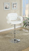 Chair Style Barstool With Tufted Seat And Back White And Silver BM166622 - Benzara