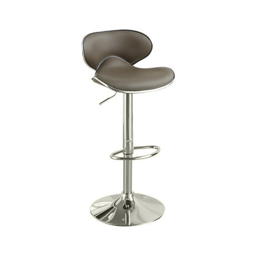 Modish Bar Stool With Gas Lift Espresso Brown And Silver Set of 2 BM166623 - Benzara