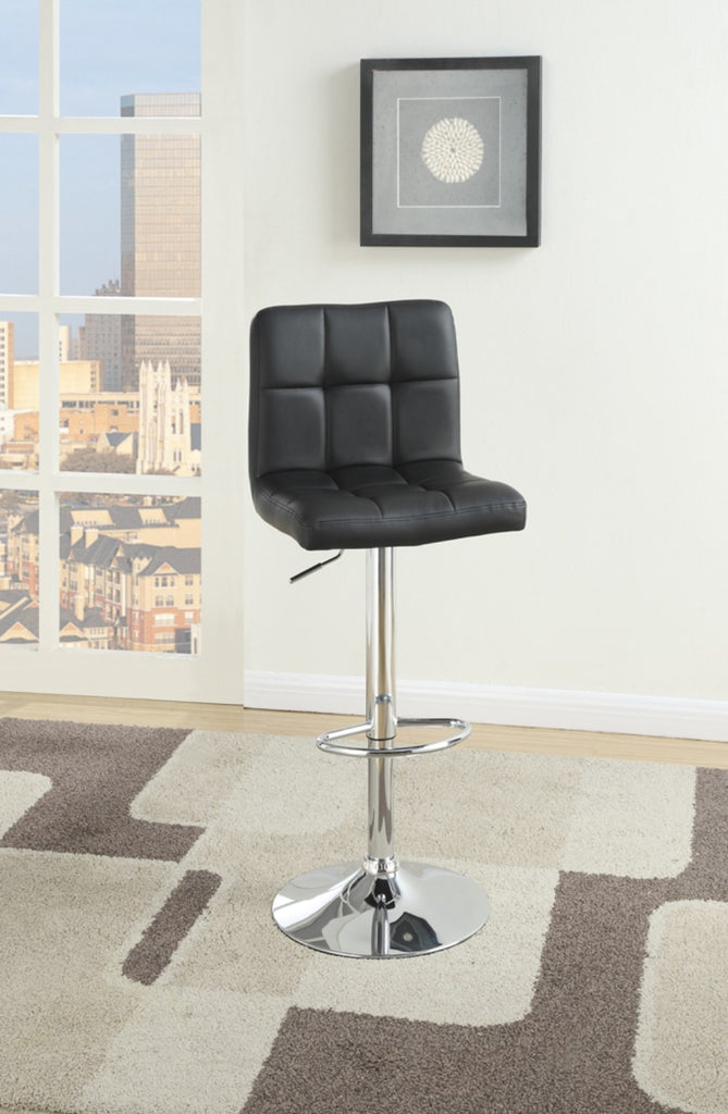 Armless Chair Style Bar Stool With Gas Lift Black And Silver Set of 2 BM167105 - Benzara