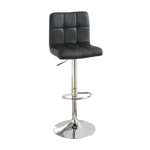 Armless Chair Style Bar Stool With Gas Lift Black And Silver Set of 2 BM167105 - Benzara