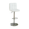 Armless Chair Style Bar Stool With Gas Lift White And Silver Set of 2 BM167106 - Benzara