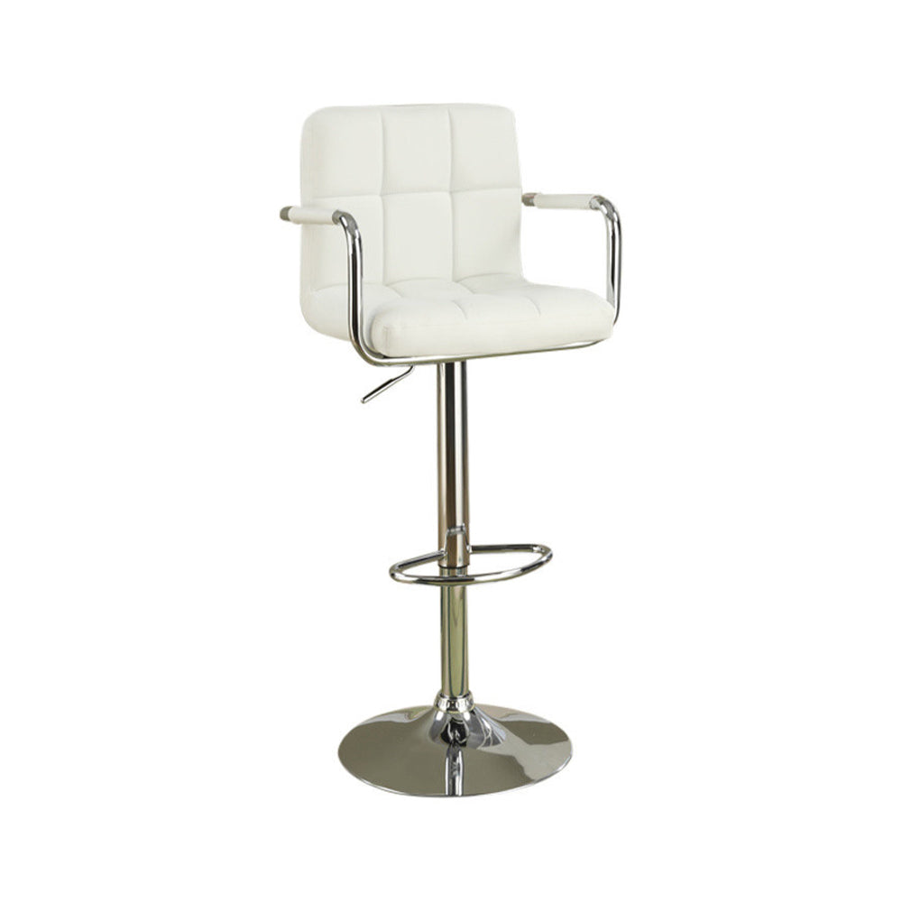 Arm Chair Style Bar Stool With Gas Lift White And Silver Set of 2 BM167107 - Benzara